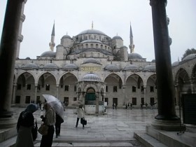 Blue Mosque in the rain
