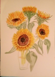 Sunflowers in acrylics