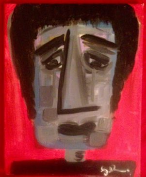Crying man in acrylics