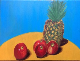 Pineapple and Red Apples in acrylics